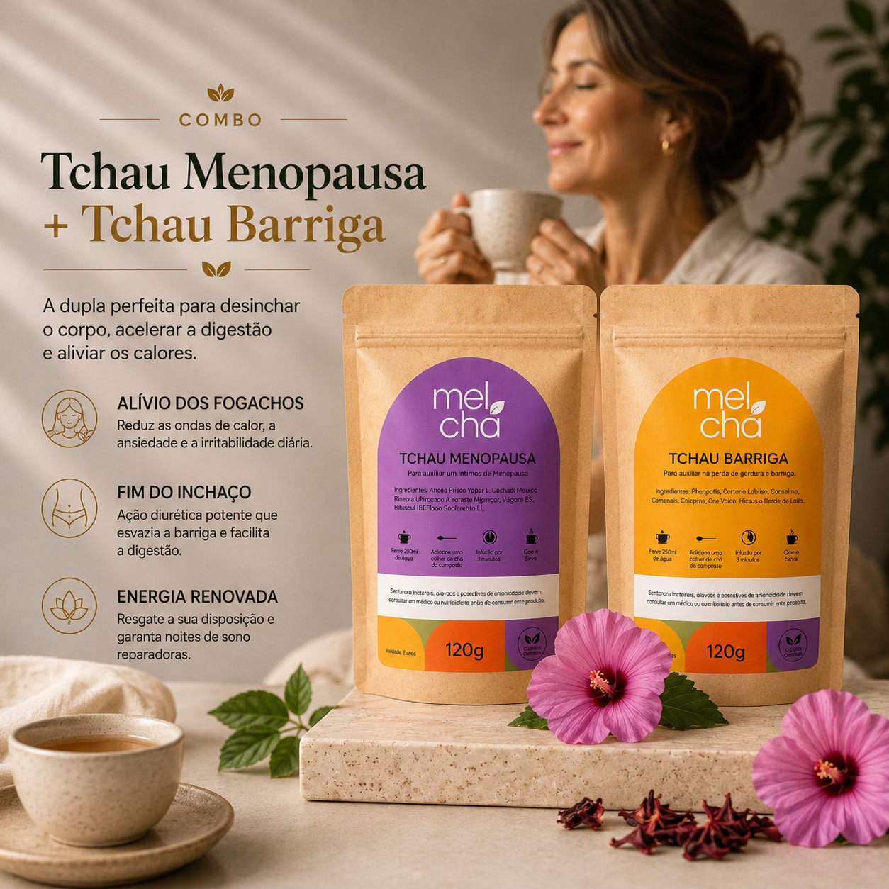 Combo Tchau Menopausa e Tchau Barriga: Sinta-se Bem e Desinche Naturalmente