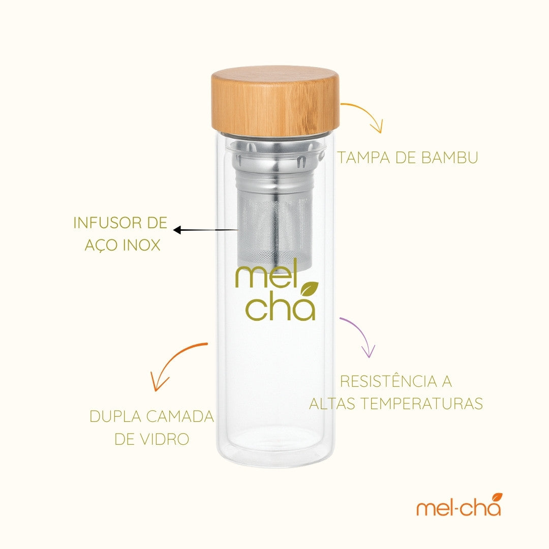 Kit Tchau Toxinas + Garrafa Infusora Personalizada Mel Chá