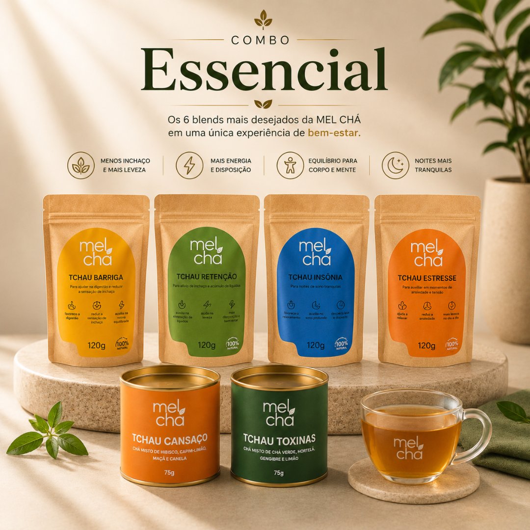 Combo Essencial Mel Chá – 6 Chás Premium para Todos os Momentos do Seu Dia