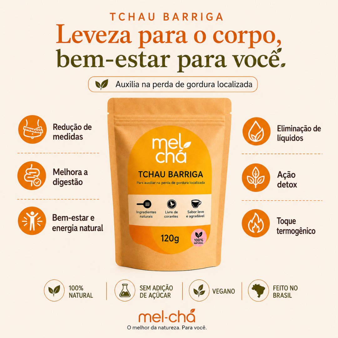 Kit 5x Chá Tchau Barriga  - Para Desinchar e Combater a Gordura Localizada
