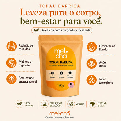 Kit 5x Chá Tchau Barriga  - Para Desinchar e Combater a Gordura Localizada