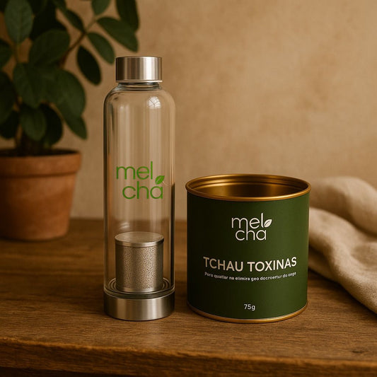 Kit Tchau Toxinas + Garrafa Infusora - Sabor envolvente com efeito detox para o seu dia