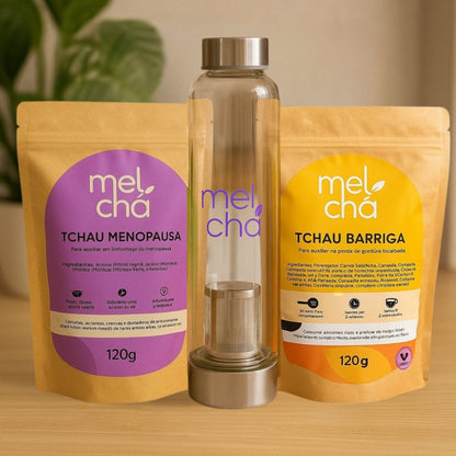 Kit Tchau Menopausa e Tchau Barriga + Garrafa Infusora Personalizada
