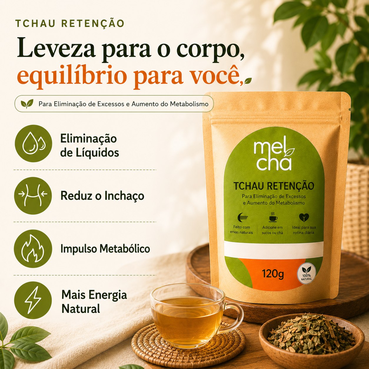 Kit Essencial Mel Chá – 6 Chás Premium + Garrafa Infusora Personalizada