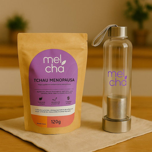 Kit Tchau Menopausa + Garrafa Infusora - Chá Natural para Alívio dos Sintomas da Menopausa