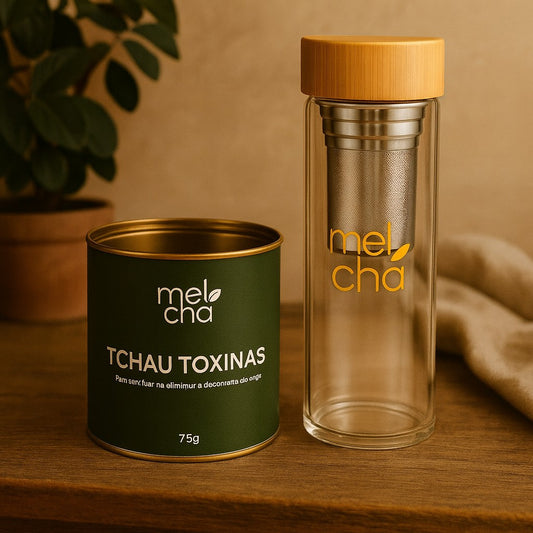 Kit Tchau Toxinas + Garrafa Infusora Personalizada Mel Chá