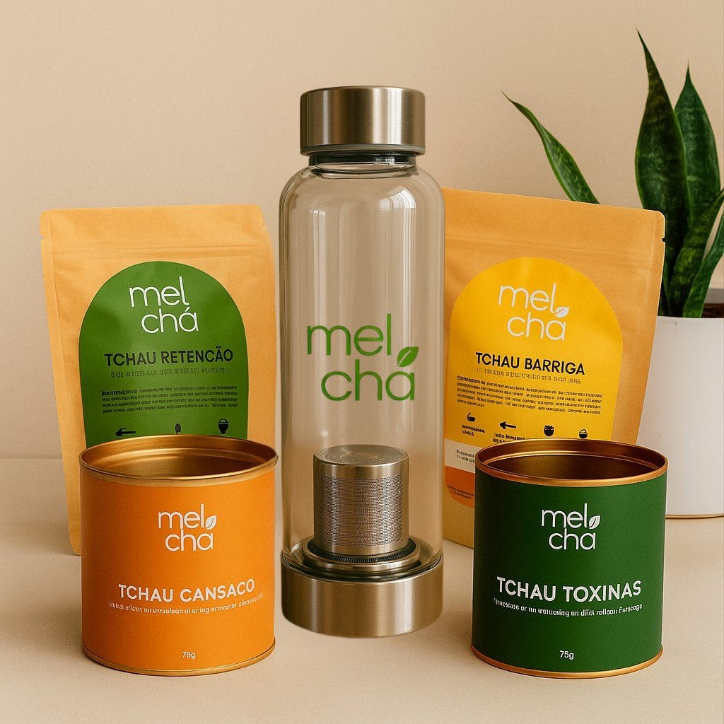 Kit Especial Black - 4 Chás + Garrafa Infusora Personalizada