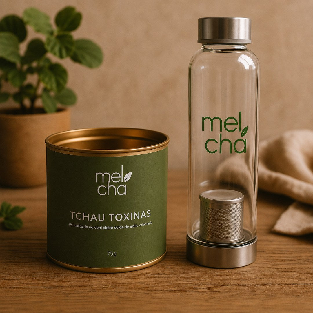 Kit Tchau Toxinas + Garrafa Infusora - Sabor envolvente com efeito detox para o seu dia