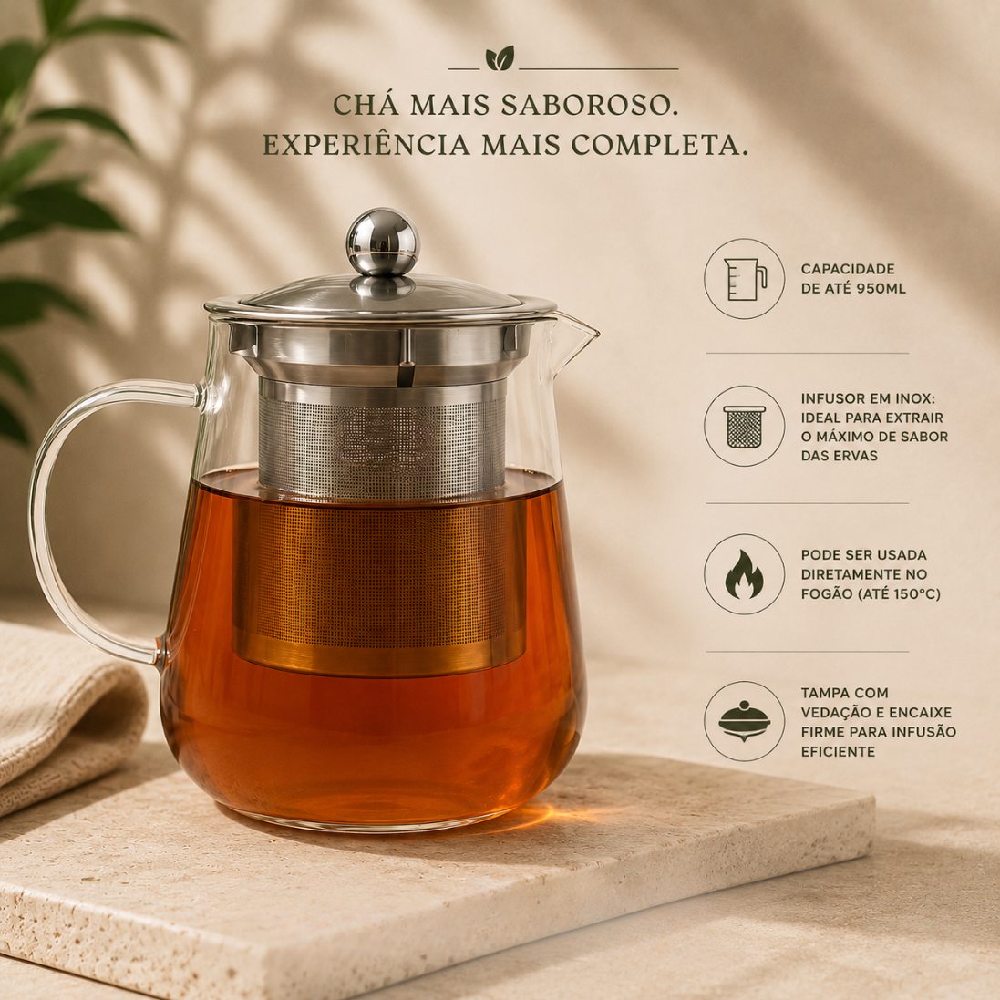 Chaleira de Vidro com Infusor