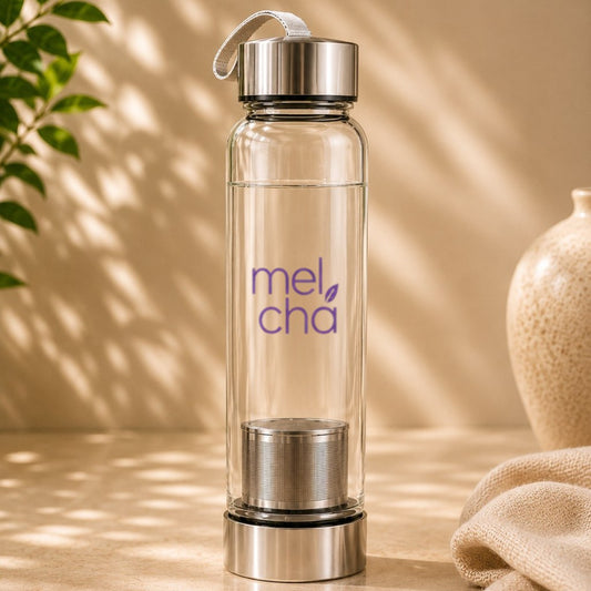 Garrafa de Vidro com Infusor Inox Personalizada Mel Chá