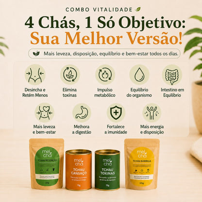 Combo Vitalidade - 4 Chás Premium - Combo Detox + Chás em Lata
