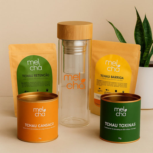 Kit Especial Black da Mel Chá - 4 Chás + Garrafa Infusora Personalizada