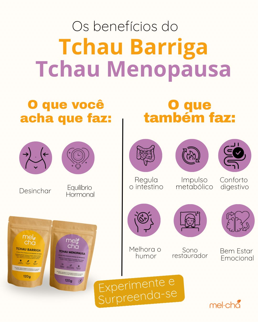 Kit Tchau Menopausa e Tchau Barriga + Copo 500ml com Tampa de Bambu