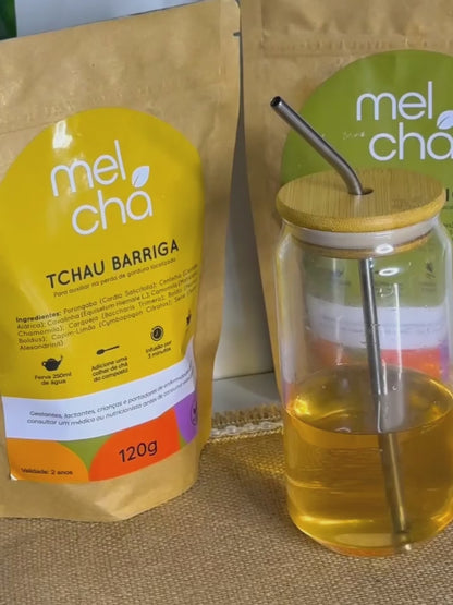 KitTchau Barriga + Tchau Retenção + Copo 500ml com Tampa de Bambu