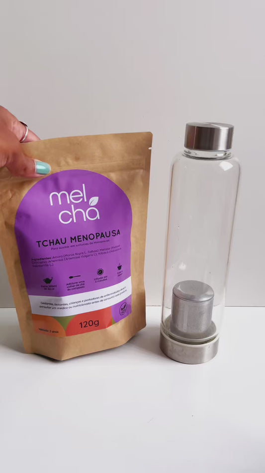 Kit Tchau Menopausa + Garrafa Infusora - Chá Natural para Alívio dos Sintomas da Menopausa